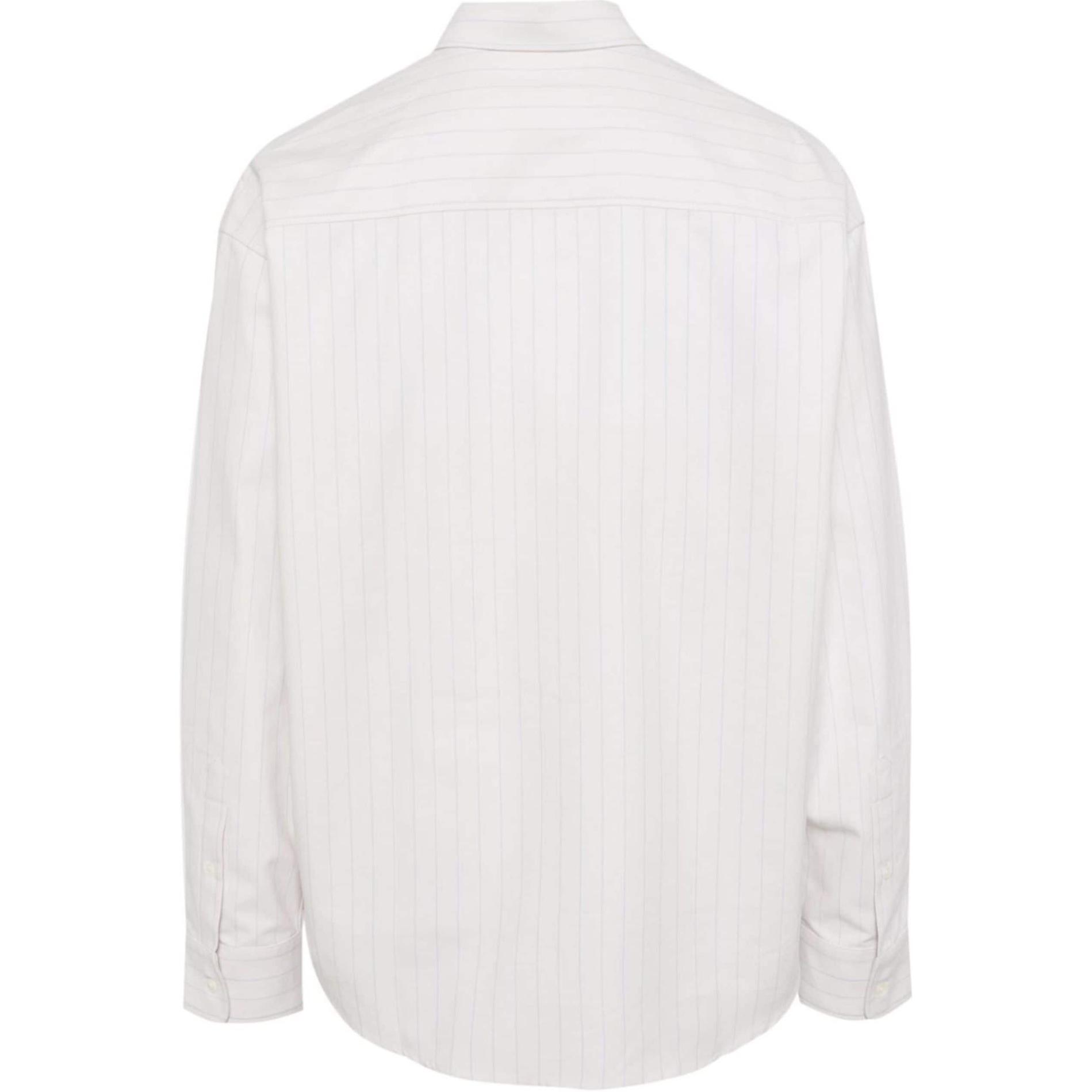 Lookbook Baju AMI Paris FW24 Lengan Panjang Garis Putih Gaya Santai. E24USH130CO0067-WHITE