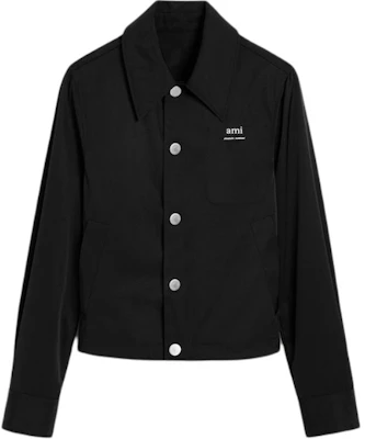 AMI PARIS FW24 黑色尼龙扣式户外夹克 男女同款 带标志设计 UJK242PA0007-001 Buy AMI PARIS FW24 黑色尼龙扣式户外夹克 男女同款 带标志设计 UJK242PA0007-001