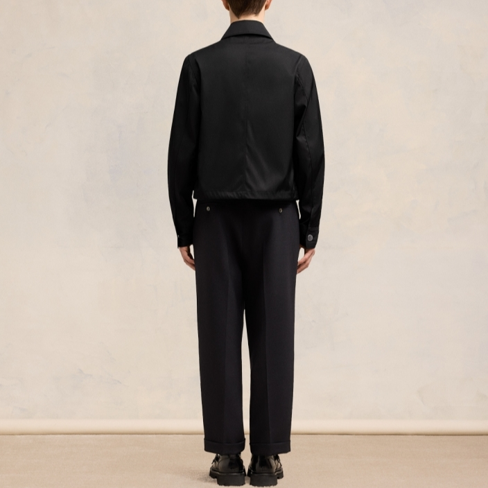 AMI PARIS FW24 Black Nylon Button-Up Outdoor Jacket Unisex with Logo Design UJK242PA0007-001 圖 4