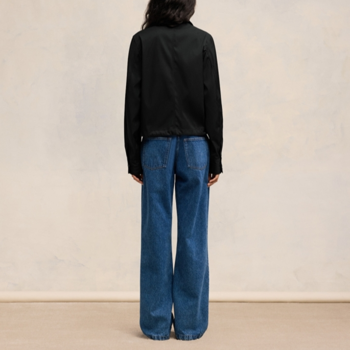 AMI PARIS FW24 Black Nylon Button-Up Outdoor Jacket Unisex with Logo Design UJK242PA0007-001 圖 7