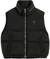 AMI Paris FW24 Black Puffer Vest with Heart Logo and Zipper for Men. HJK703PA0009-001 AMI Paris FW24 Black Puffer Vest with Heart Logo and Zipper for Men. HJK703PA0009-001