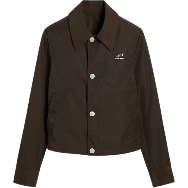 AMI PARIS FW24 Brown Nylon Button-Up Outdoor Jacket Unisex UJK242PA0007-221