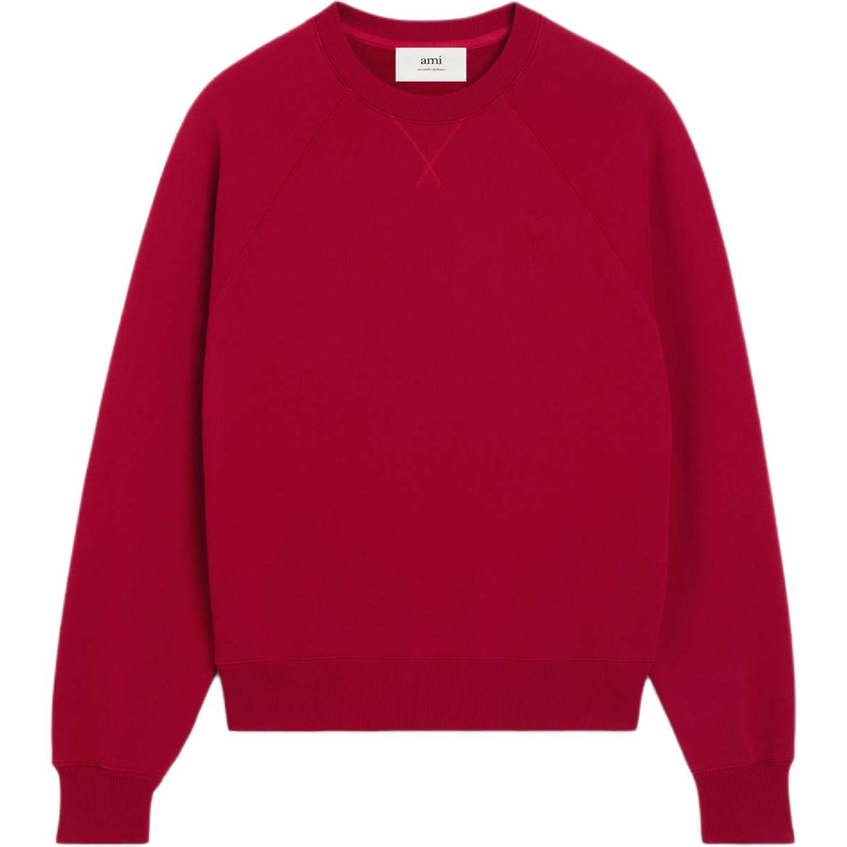 AMI PARIS FW24 Capsule Red Unisex Logo Crewneck Oversized Long Sleeve Sweatshirt SPUSW040747-600