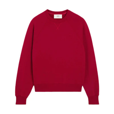 AMI PARIS FW24 Capsule Red Unisex Logo Crewneck Oversized Long Sleeve Sweatshirt SPUSW040747-600