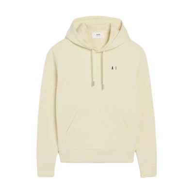 AMI PARIS FW24 French Capsule Hoodie Oversized Pullover in Cotton Marshmallow White SPUSW229730-130