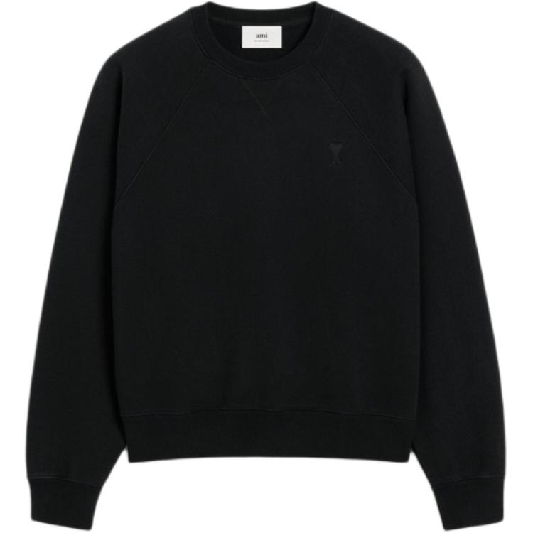 AMI PARIS FW24 Heart Logo Relaxed Pullover Sweatshirt Unisex Black USW040JE0091-001