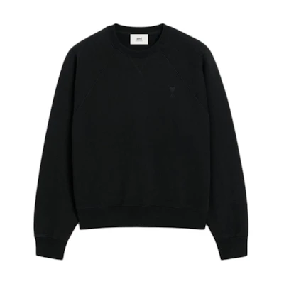 AMI PARIS FW24 Heart Logo Relaxed Pullover Sweatshirt Unisex Black USW040JE0091-001