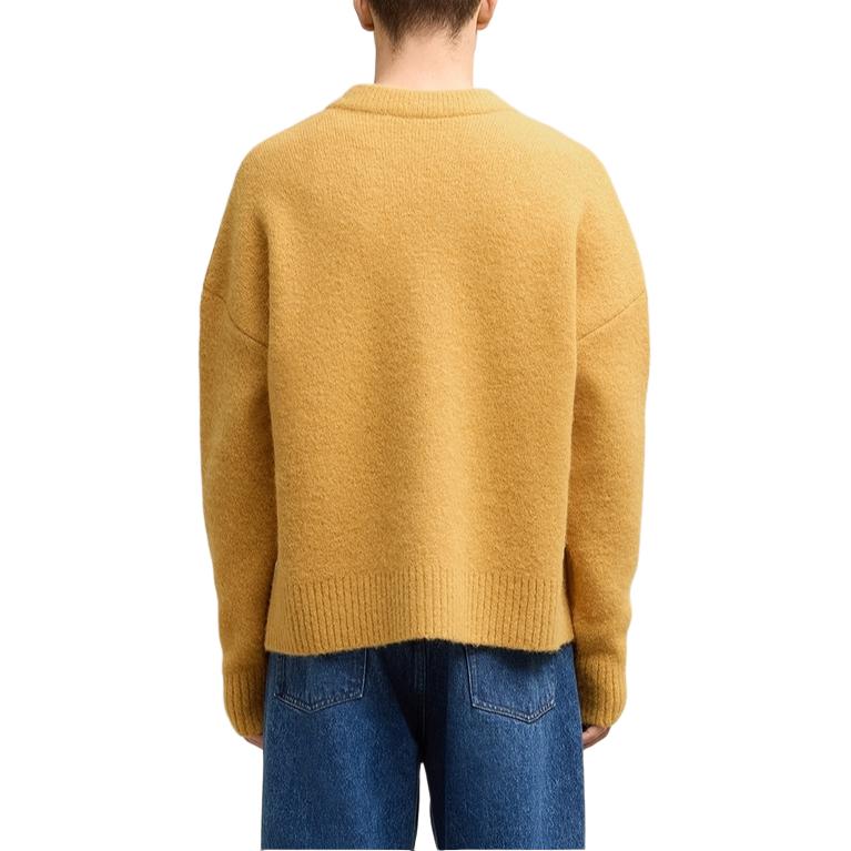 AMI Paris FW24 Heart Logo V-Neck Knit Cardigan Cloud Sweater Unisex Mustard Yellow UKC025KN0032-724 圖 5