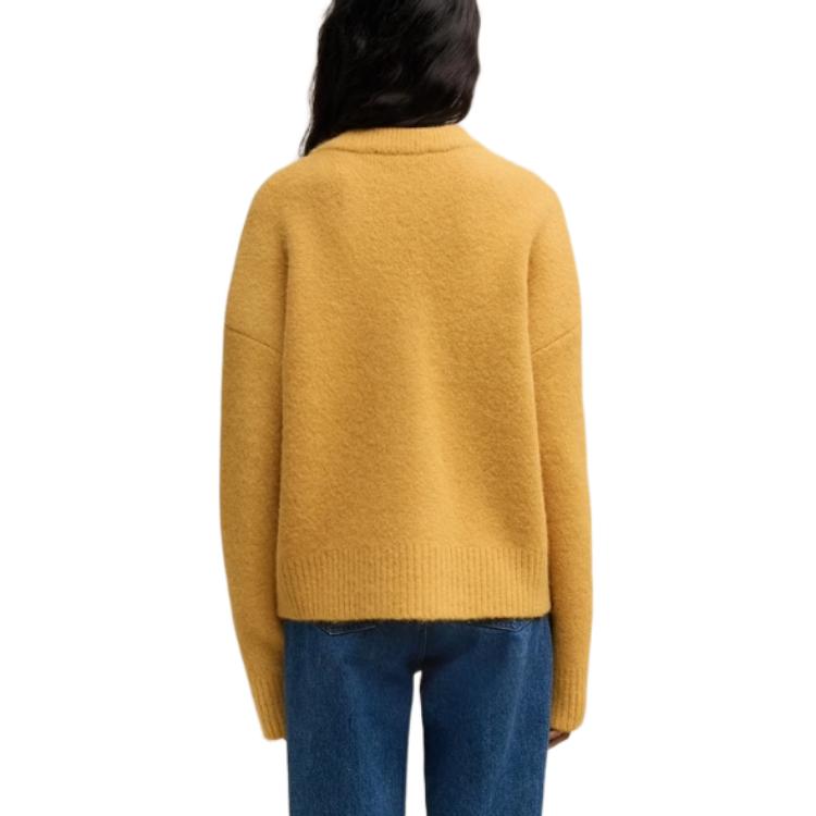 AMI Paris FW24 Heart Logo V-Neck Knit Cardigan Cloud Sweater Unisex Mustard Yellow UKC025KN0032-724 圖 6