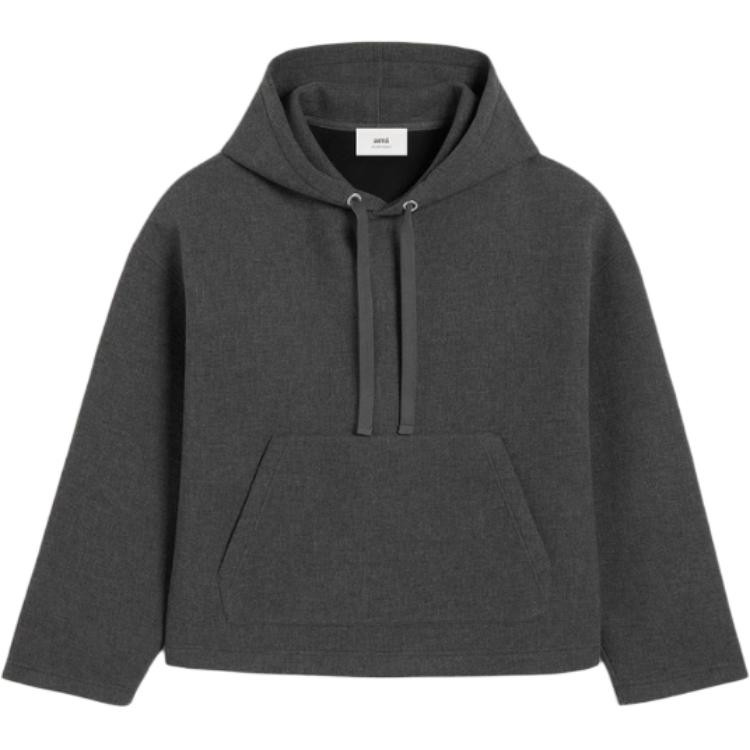 AMI PARIS FW24 Heavyweight Oversized Hoodie  Sweatshirt Dark Grey. HSW218750-0061