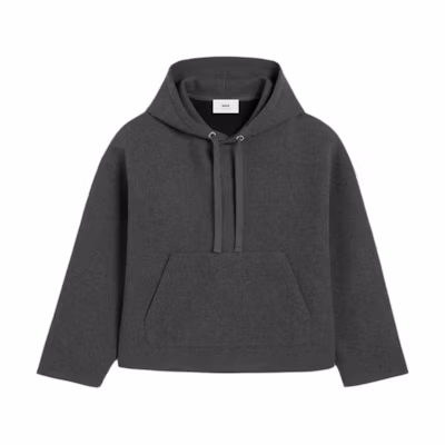 AMI PARIS FW24 Heavyweight Oversized Hoodie Sweatshirt Dark Grey. HSW218750-0061