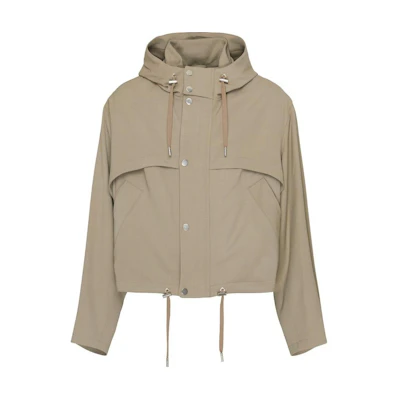 AMI PARIS FW24 Oversized Hooded Zip Jacket in Light Grayish Brown POIZON240606434