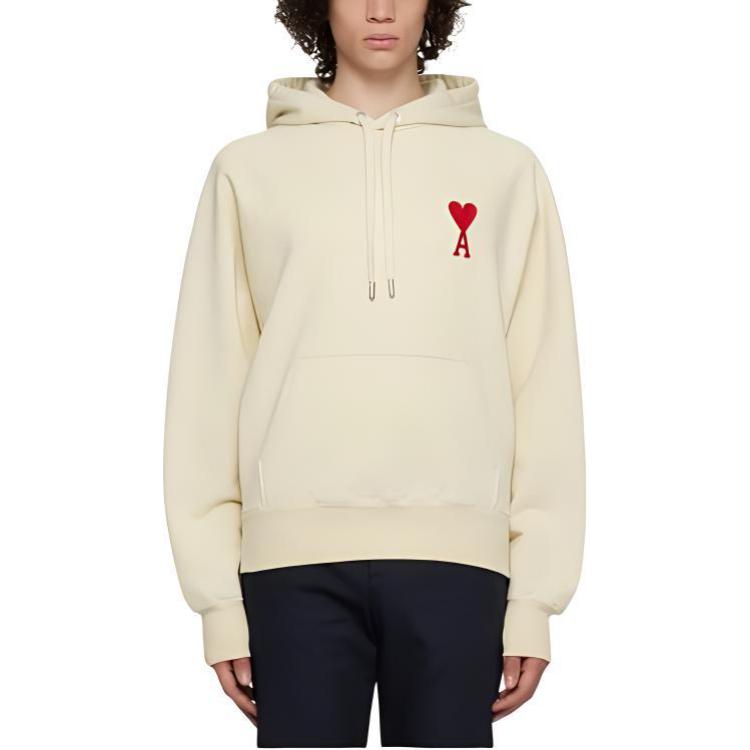 AMI PARIS FW24 Patterned Pullover Hoodie Beige Mens Long Sleeve Sweater POIZON240606203