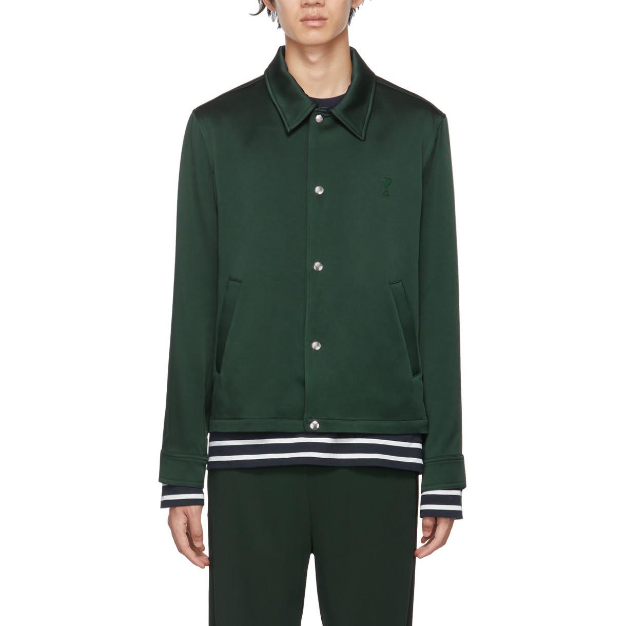 AMI PARIS FW24 Solid Color Button-Up Jacket Green - Long Sleeve POIZON240606685