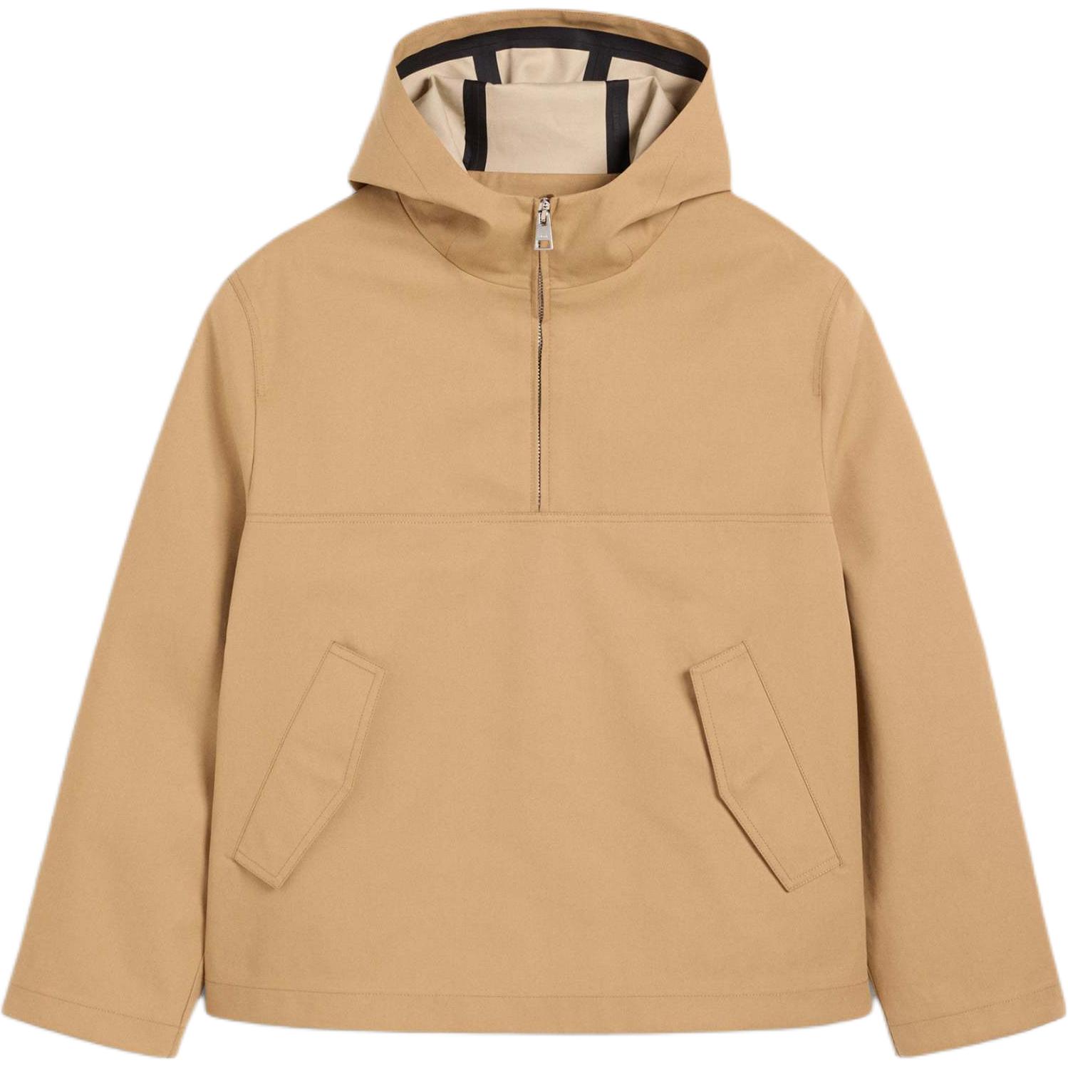 AMI PARIS FW24 Solid Color Half-Zip Hoodie Jacket Unisex Light Beige UJK104CO0081-998