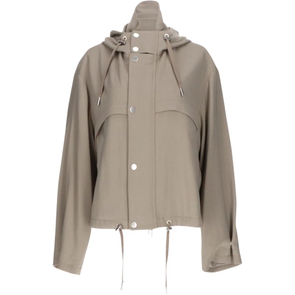 AMI PARIS FW24 Solid Color Hooded Zip Loose Jacket Unisex - Light Brown POIZON24060667