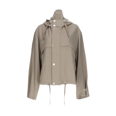 AMI PARIS FW24 Solid Color Hooded Zip Loose Jacket Unisex - Light Brown POIZON24060667