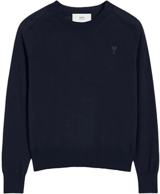 アミ パリ FW24 ハート刺繍入りラグランセーター ネイビーブルー メンズウェア HKS041KN0039-430 Buy アミ パリ FW24 ハート刺繍入りラグランセーター ネイビーブルー メンズウェア HKS041KN0039-430