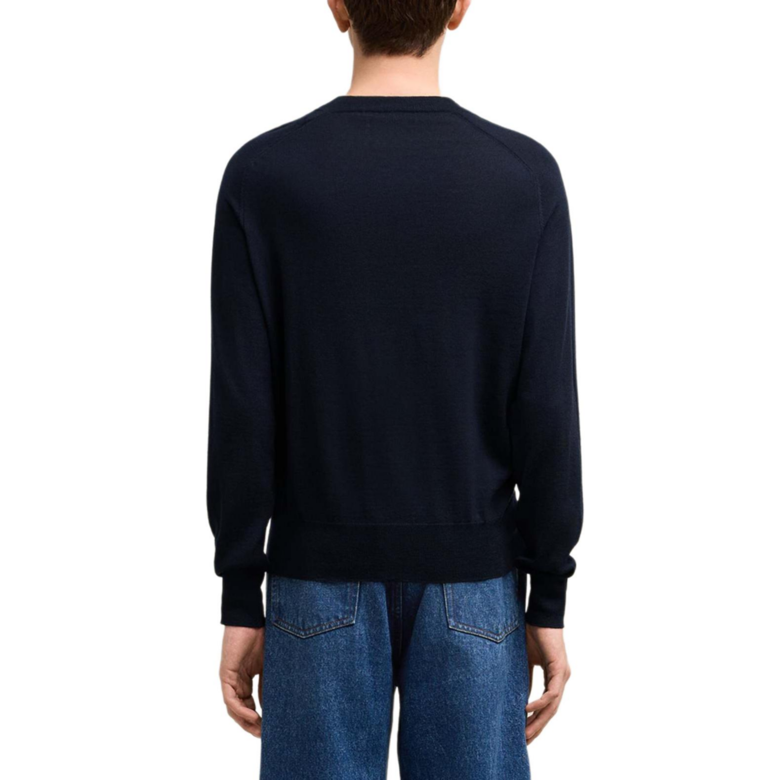AMI Paris FW24 Solid Heart Embroidered Raglan Sweater Navy Blue Menswear HKS041KN0039-430 圖 3