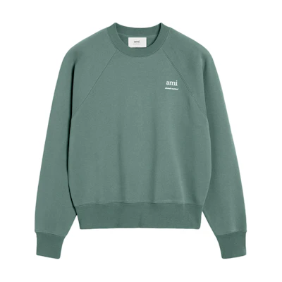 AMI PARIS FW24 Unisex Green Crewneck Sweatshirt with Logo Pattern USW024747-GREEN