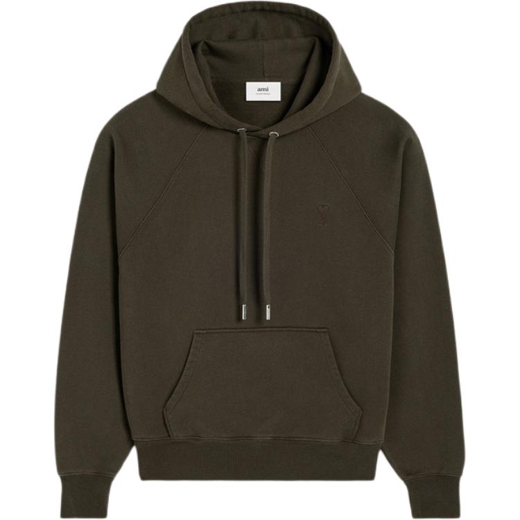 AMI PARIS FW24 Unisex Oversized Cotton Hoodie in Dark Brown USW240JE0091-221