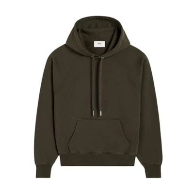 AMI PARIS FW24 Unisex Oversized Cotton Hoodie in Dark Brown USW240JE0091-221