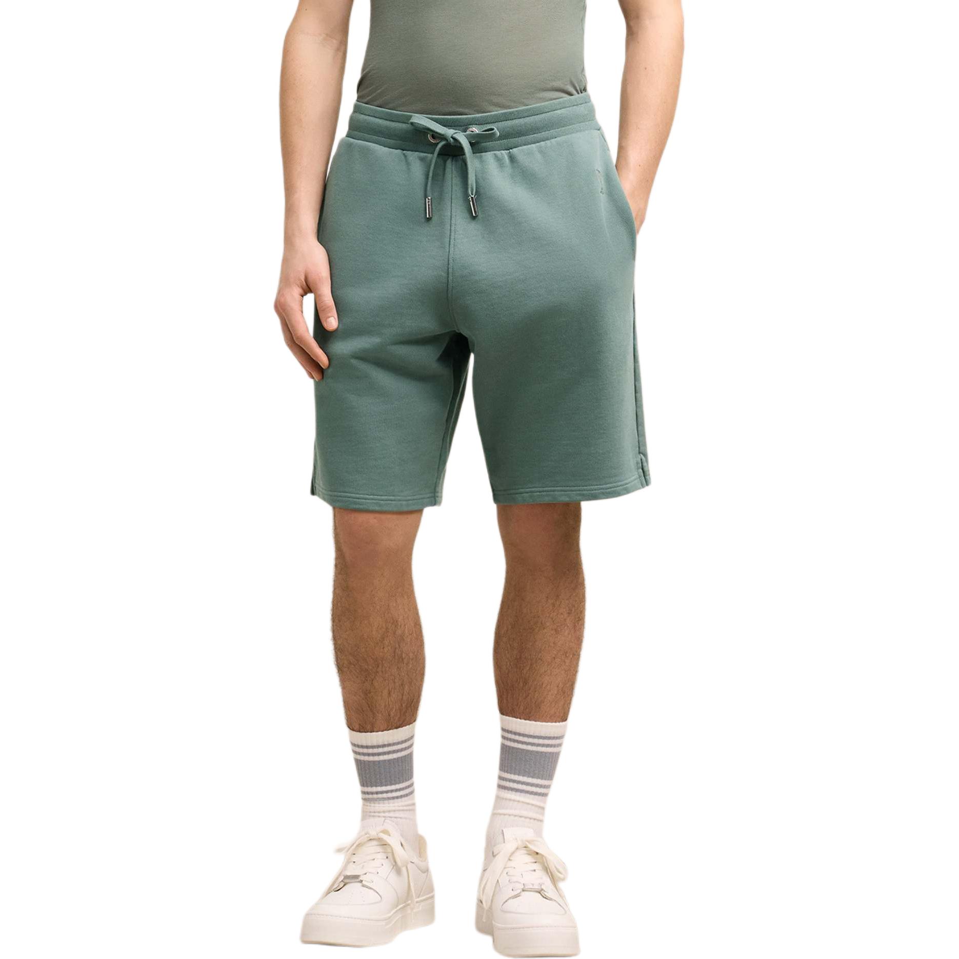 Lookbook AMI Paris FW24男女同款纯色休闲系带短裤 浅绿色. USO640JE0091-4013