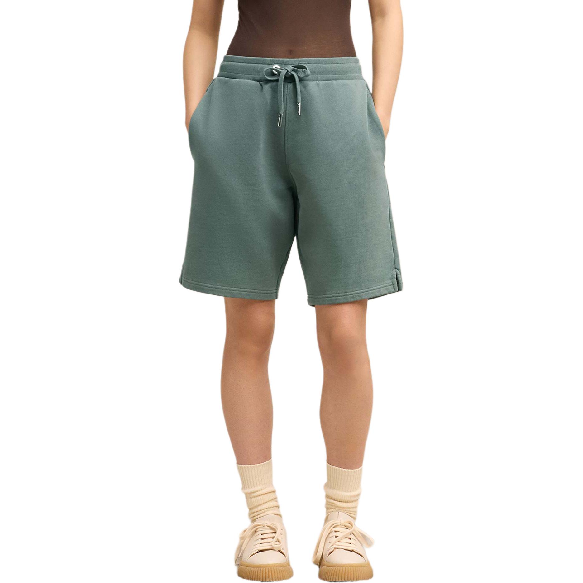 Shop AMI Paris FW24男女同款纯色休闲系带短裤 浅绿色. USO640JE0091-4013