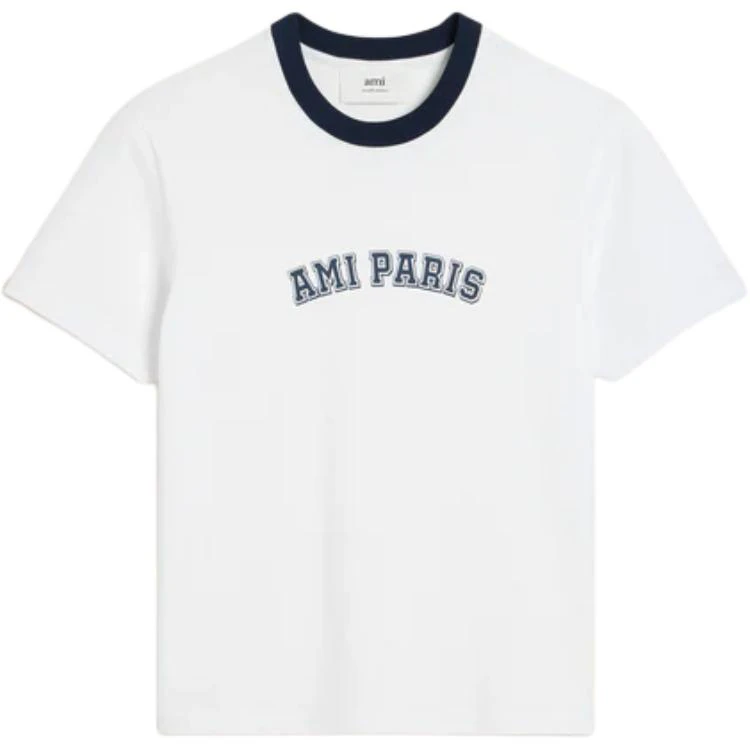 ami-paris-fw-24-unisex-white-crewneck-short-sleeve-tee-with-contrast-ribbing-uts-047724-100