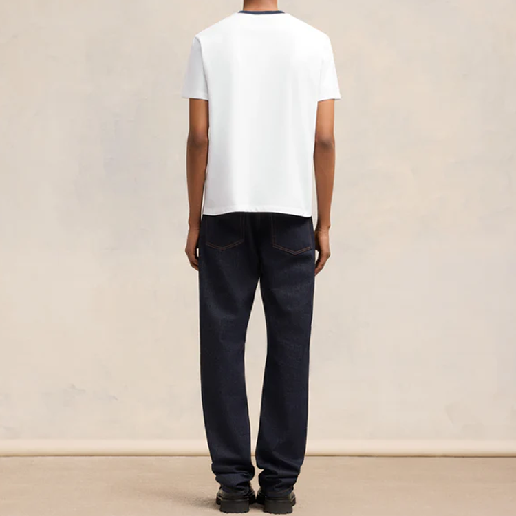 AMI PARIS FW24 Unisex White Crewneck Short Sleeve Tee with Contrast Ribbing. UTS047724-100 圖 4