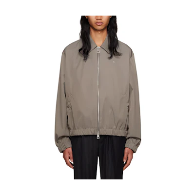 AMI PARIS Gray Beige Zip-Up Collared Long-Sleeve Jacket hjk014pa0007