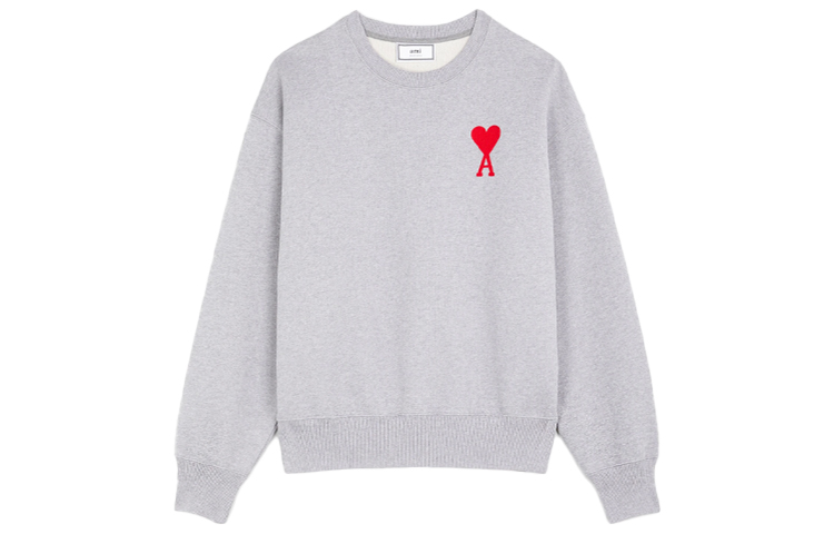 AMI PARIS Gray Heart Logo Crewneck Sweatshirt H20HJ034747-055