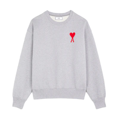 AMI PARIS Gray Heart Logo Crewneck Sweatshirt H20HJ034747-055
