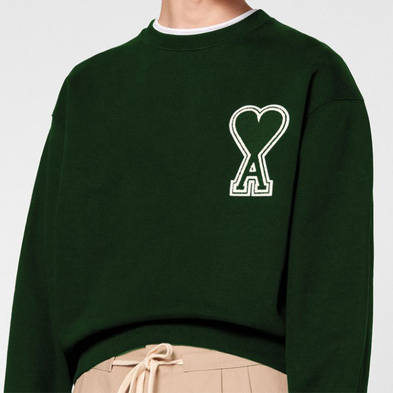 Purchase AMI PARIS 綠色心形Logo長袖大學T 經典款式. A20HJ037-747