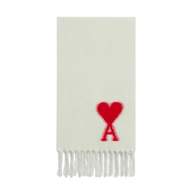 AMI PARIS Green Heart Logo Knit Scarf Unisex Fashion Accessory. USF409-336-302