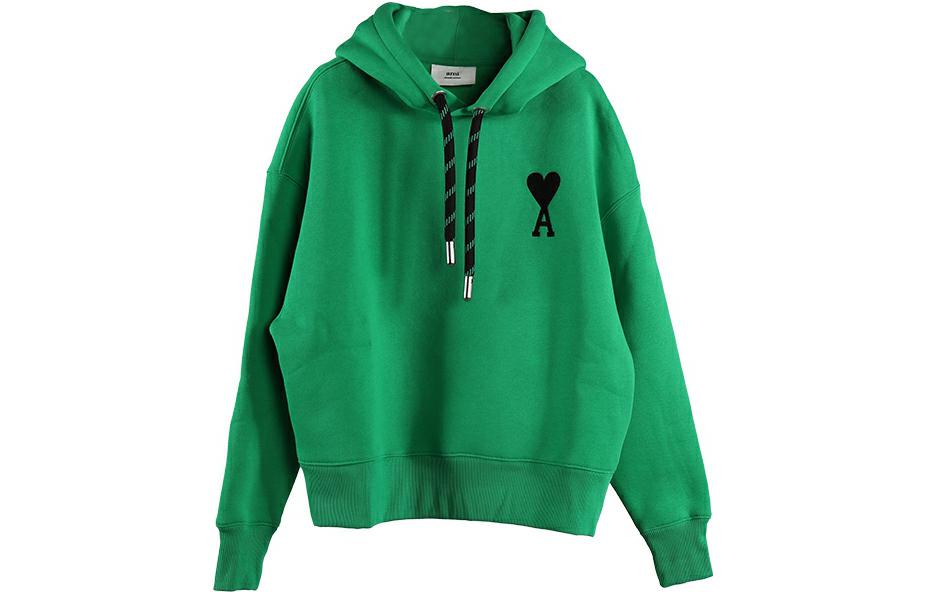 AMI PARIS Green Printed Oversized Hoodie Unisex Long Sleeve Casual Wear 1421605N12100