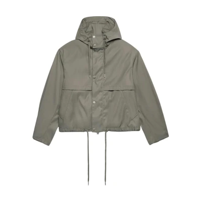 AMI PARIS Green Solid Color Hooded Zip-Up Jacket with Drop Shoulders UJK319-PA0007-281