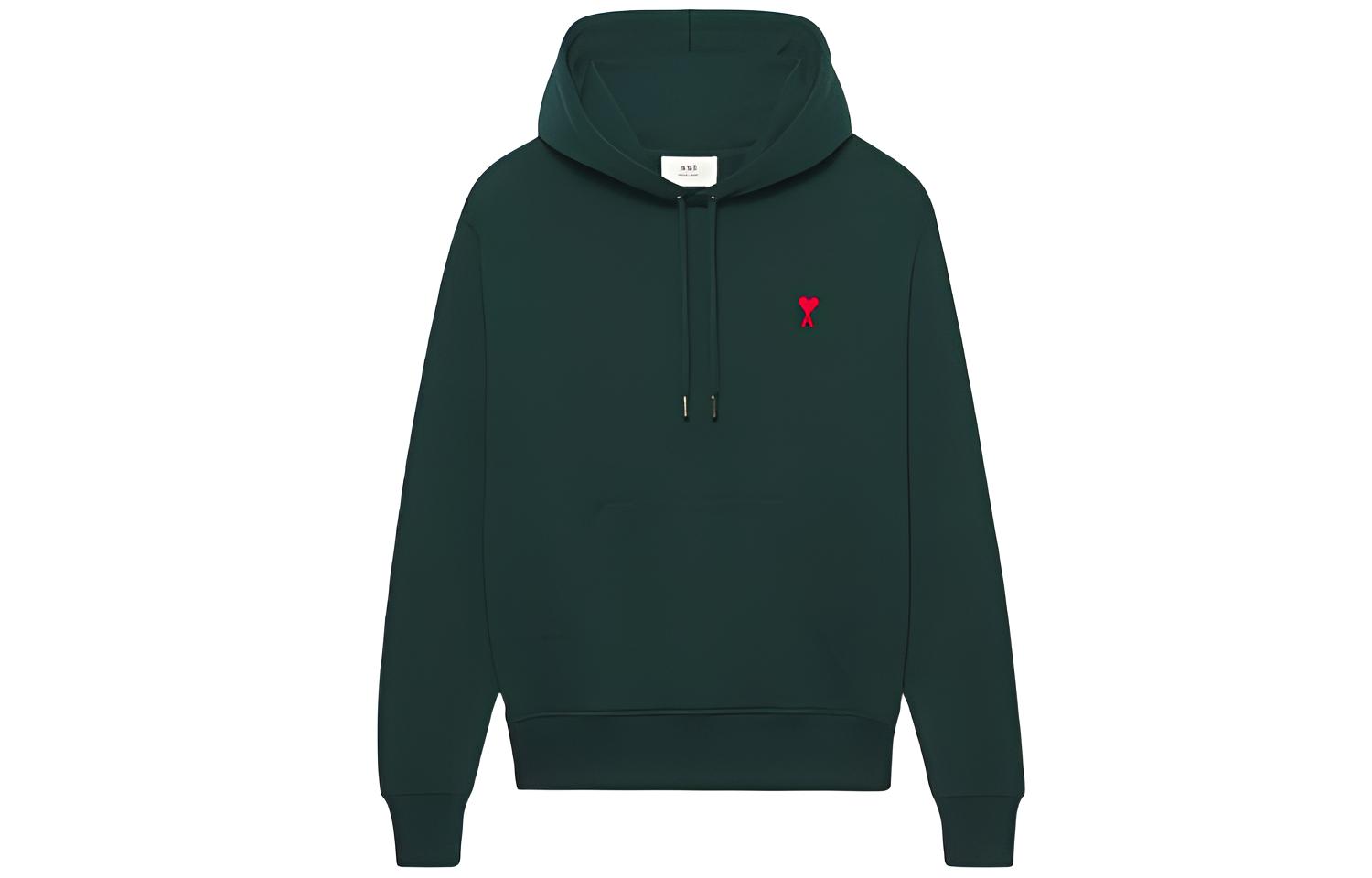 AMI PARIS Green Sweatshirt with Heart Embroidery Unisex USW200-730311