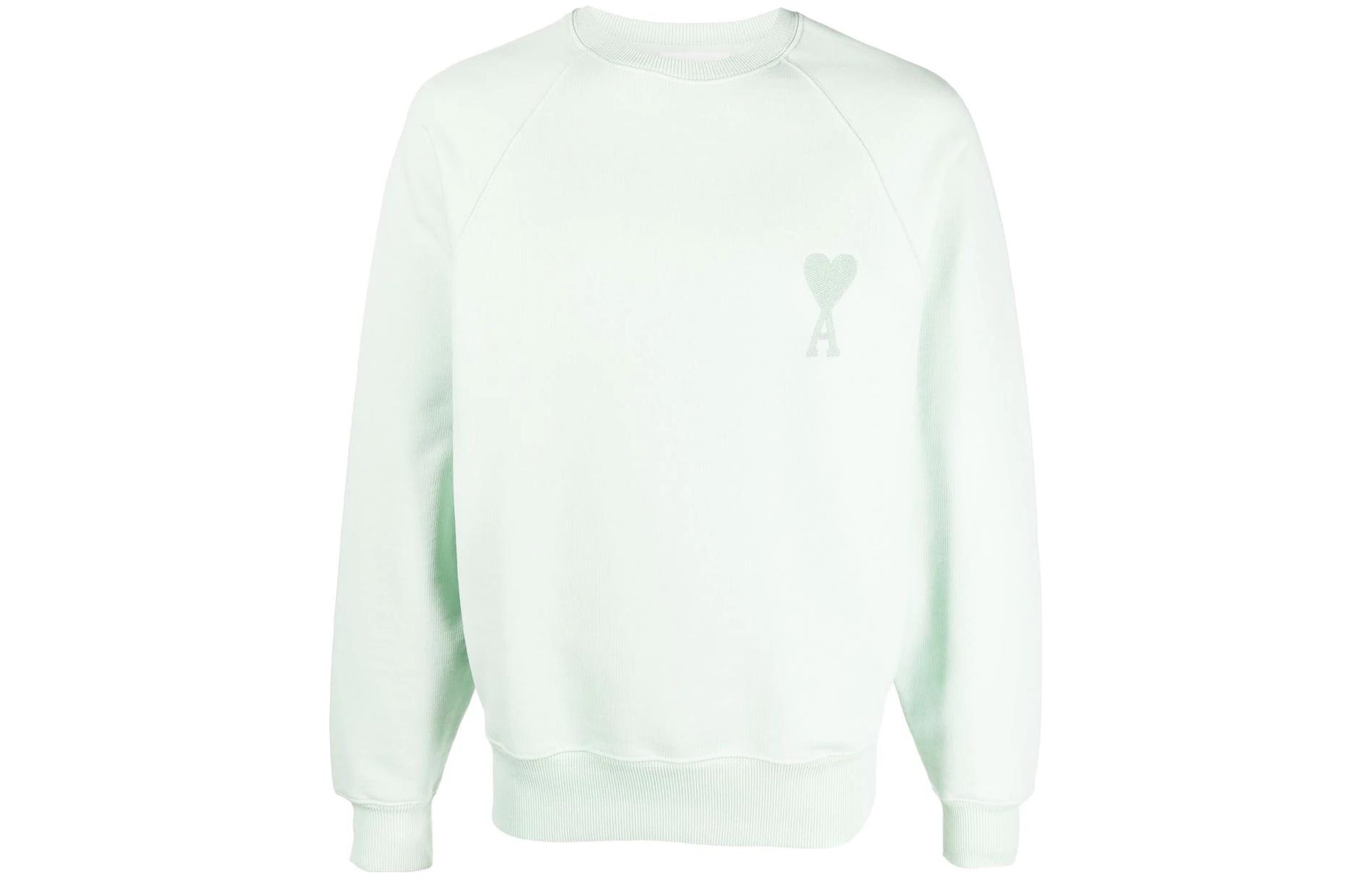 AMI PARIS Green Unisex Crewneck Sweatshirt Long Sleeve USW002747