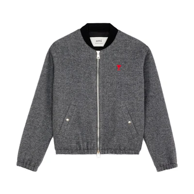 AMI PARIS Grey Aviator Jacket with Heart Logo H21HOW023-260061