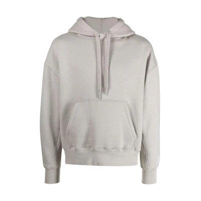 AMI PARIS Grey Hooded Pullover Pocket Sweatshirt USW217740093