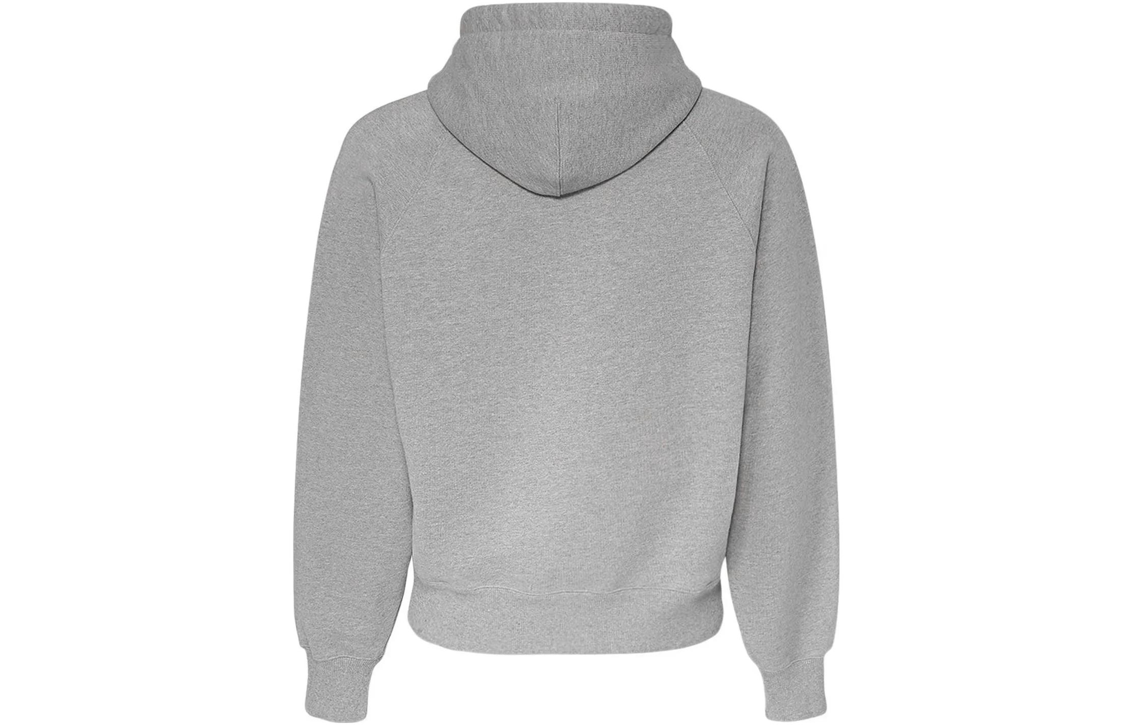 Lookbook AMI PARIS Grey Hoodie  with Red Heart Embroidery Cotton Pullover BFUSW205747-055