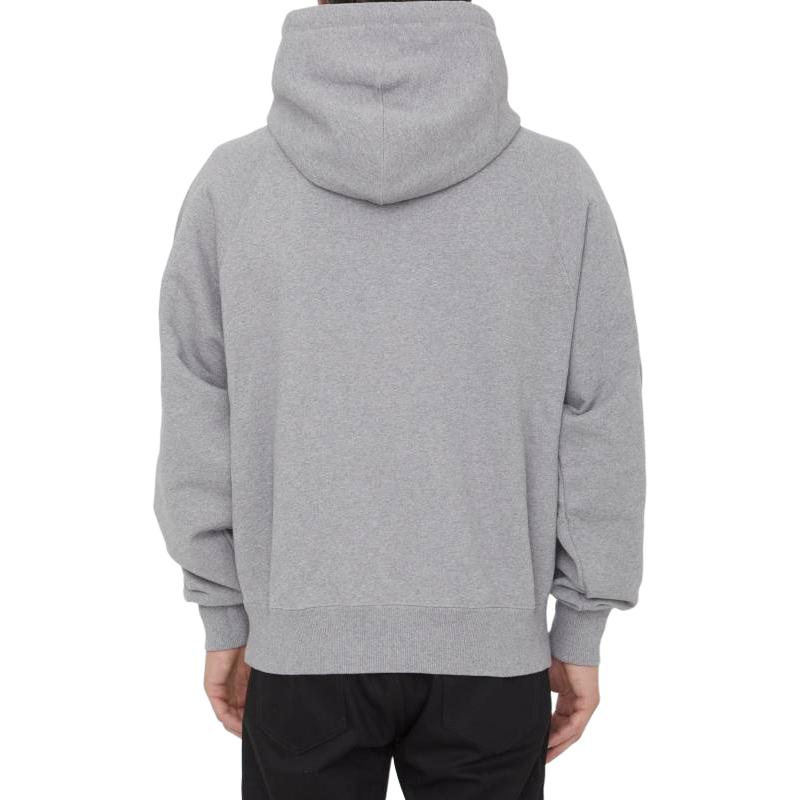 Purchase AMI PARIS Grey Hoodie  with Red Heart Embroidery Cotton Pullover BFUSW205747-055