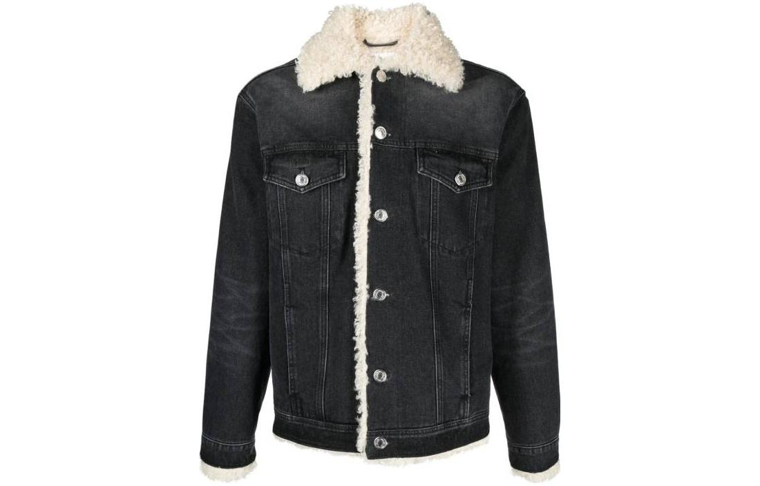 AMI PARIS Grey Solid Button-Up Fitted Long-Sleeve Jacket UKJ239DE0016-031