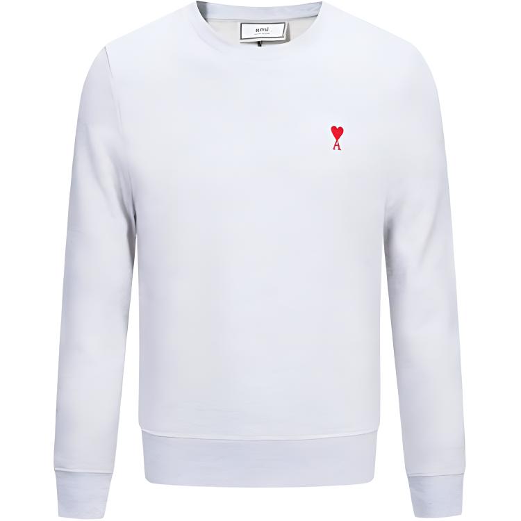 AMI PARIS Grey Sweatshirt with Heart Logo Crewneck Long Sleeve E18J007730-055