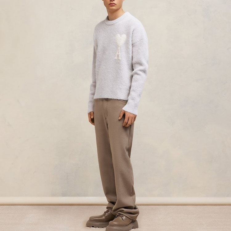 Purchase AMI Paris 愛心雲毛衣中性圓領衫 - 淺灰色 UKS025KN0032-090