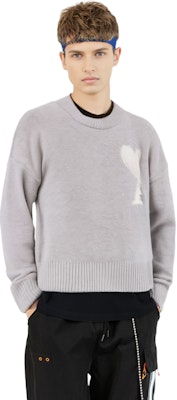 AMI Paris 愛心雲毛衣中性圓領衫 - 淺灰色 UKS025KN0032-090 Details for AMI Paris 愛心雲毛衣中性圓領衫 - 淺灰色 UKS025KN0032-090