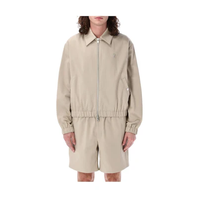 AMI PARIS Heart Embroidered Cotton Long-Sleeve Jacket Unisex Beige HJK014CO0009-271