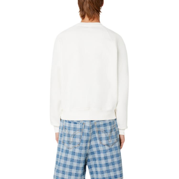 Shop AMI PARIS 愛心刺繡圓領復古衛衣 男女同款 自然白 USW004747-175