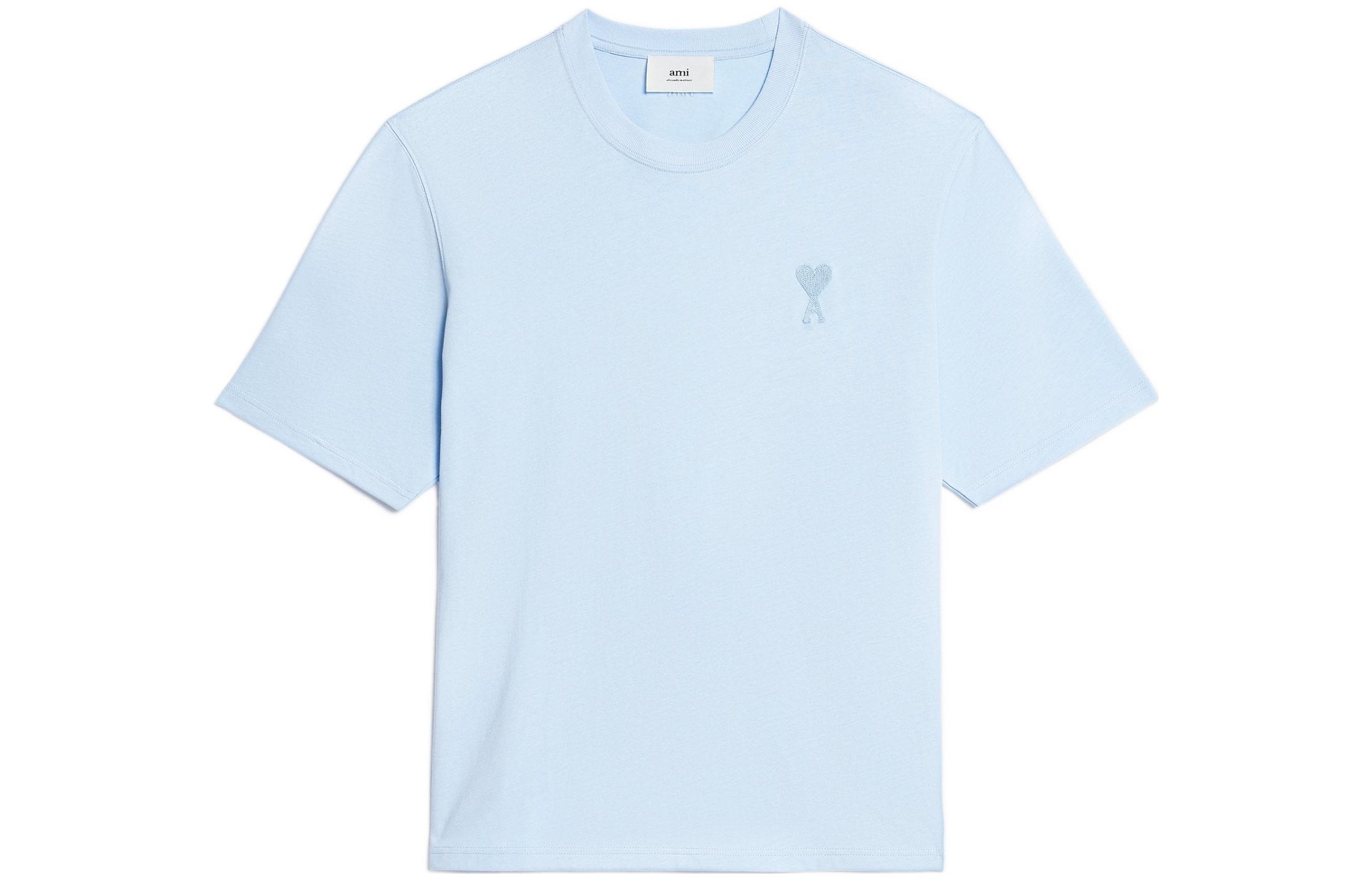 AMI Paris Heart Embroidered Unisex T-Shirt Short Sleeve Crewneck. UTS004726-464